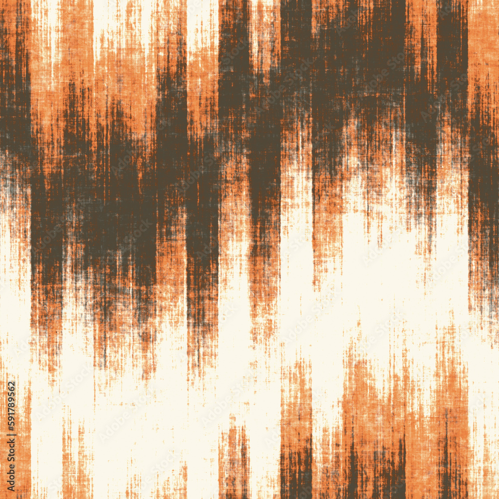 Beige, Brown and Orange Watercolor-Dyed Effect Textured Distressed Striped Pattern