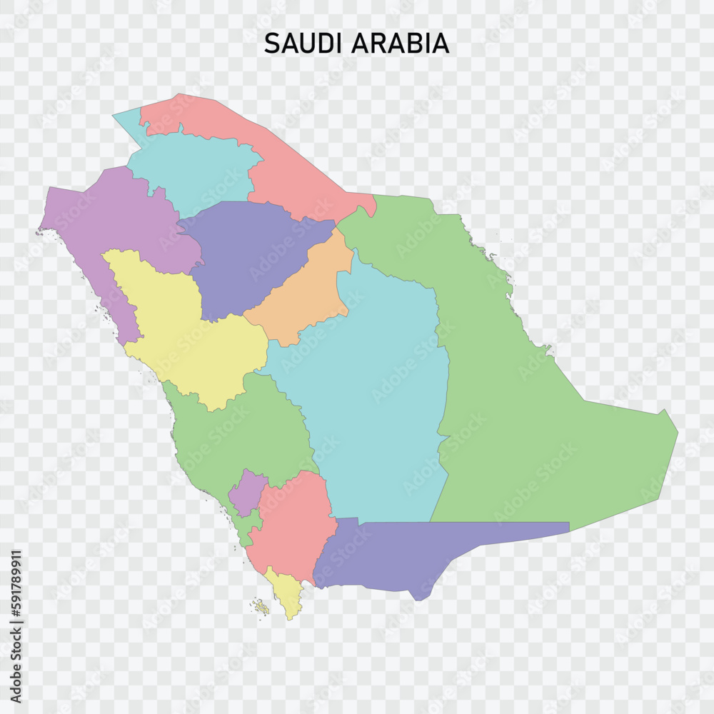 Isolated colored map of Saudi Arabia
