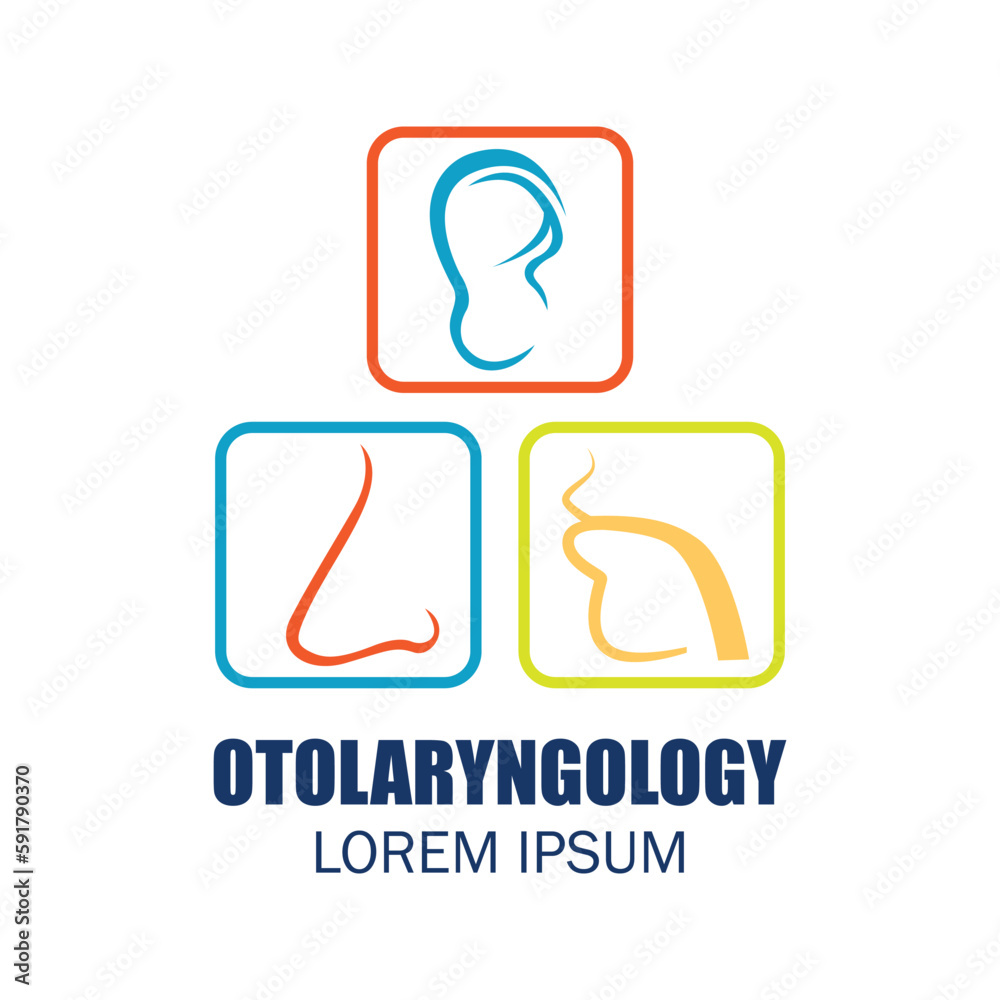 Ear nose throat (ENT) logo for Otolaryngologists clinic concept. vector illustration Ear nose throat (ENT) logo for Otolaryngologists clinic concept. vector illustration