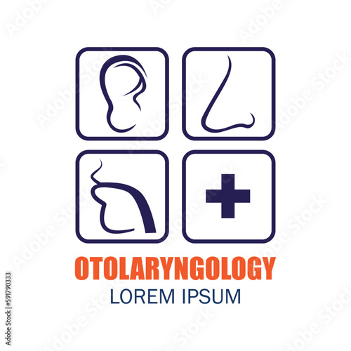 Ear nose throat (ENT) logo for Otolaryngologists clinic concept. vector illustration