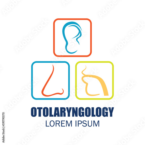 Ear nose throat (ENT) logo for Otolaryngologists clinic concept. vector illustration