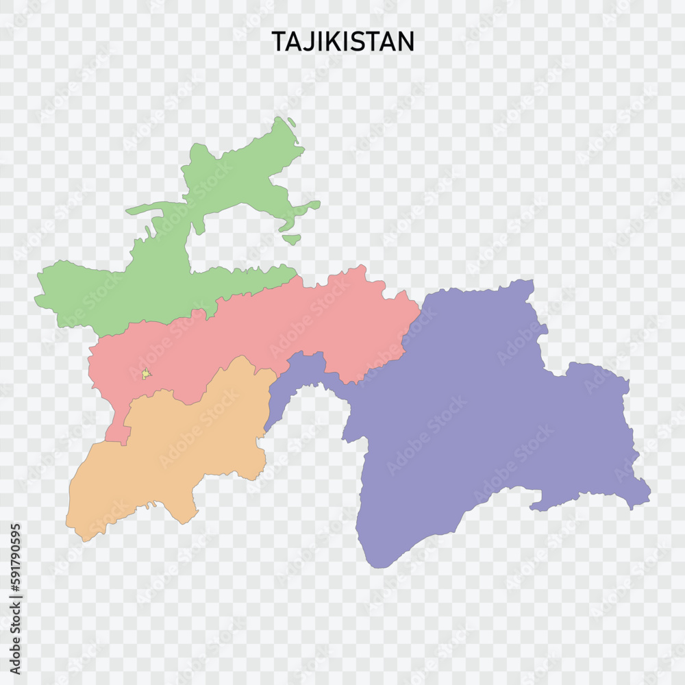 Isolated colored map of Tajikistan