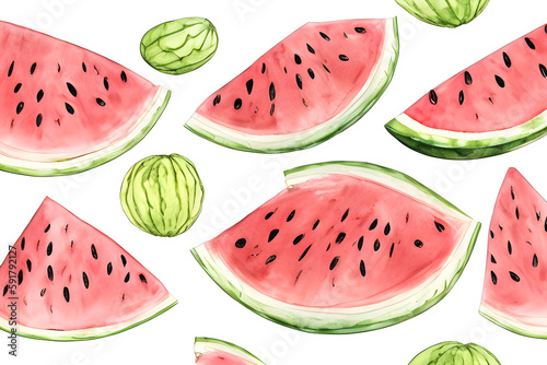ai-generated illustration of watermelon done in watercolor style