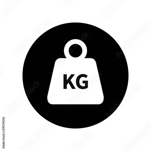 Weight icon in flay style, kilogram weight icon sign, KG weight sign isolated on white background, KG icon.