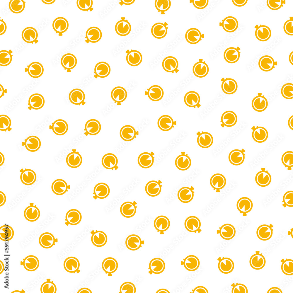 Seamless pattern with yellow stopwatch Seamless pattern with yellow stopwatch