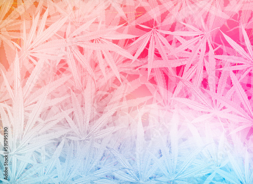 Marijuana leaf, Colorful rainbow color background. Decorate for ad, poster, template print, artwork