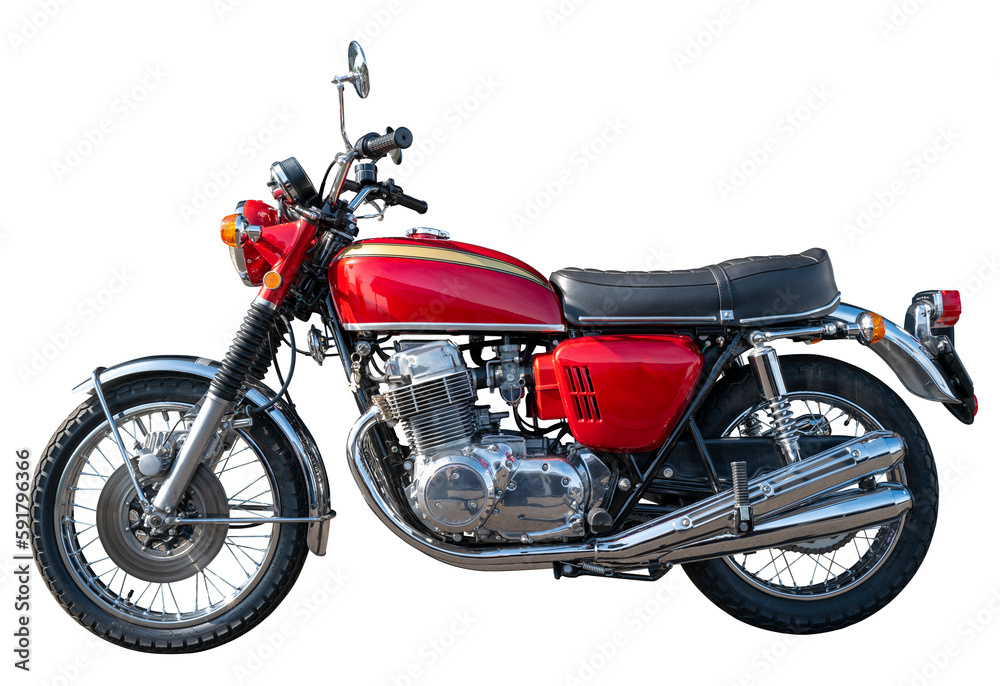 moto japonaise 750 cc année 1970 sur fond transparent,PNG