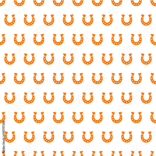 Seamless pattern with orange horseshoe
