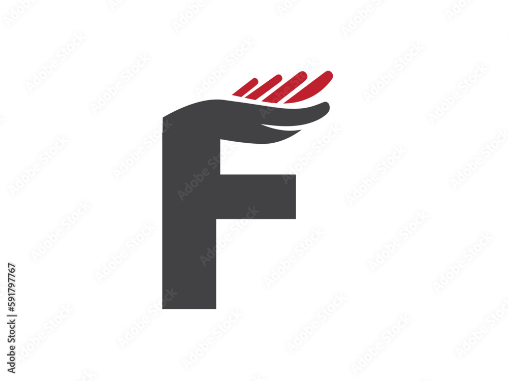 creative F and hand logo icon Vector graphics illustration creative F and hand logo icon Vector graphics illustration