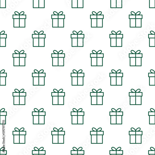 Seamless pattern with green gift box