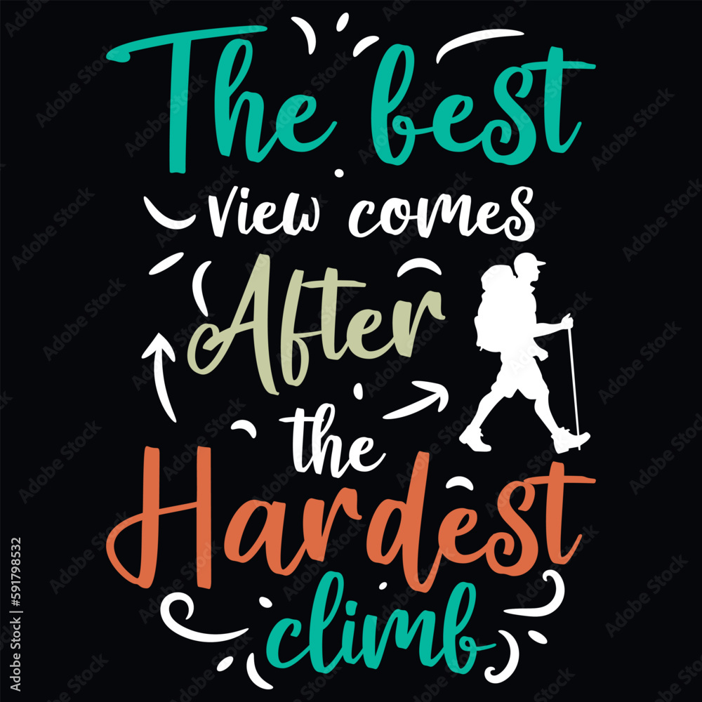 Mountain hiking typography graphics tshirt design 