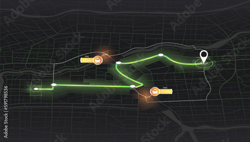 Pick up taxi. Isometric map. Gps map navigation to own house. Detailed view of city. Passenger location sharing for driver. City top view. Online navigation. Flat style, Vector, illustration isolated.