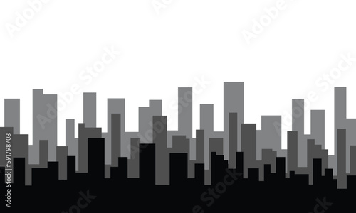 City silhouette land scape. Simple city landscape template