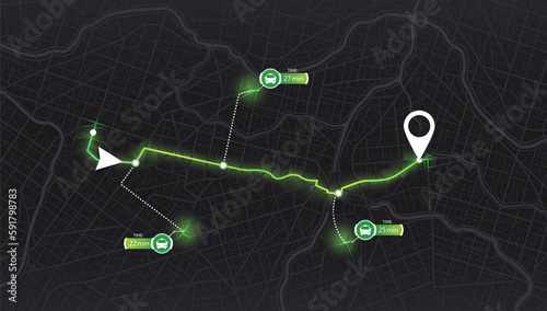 Pick up taxi. Gps map navigation to own house. Detailed view of city. Passenger location sharing for driver. 3D data dashboard. Urban highway plan. Pin location signs. Cute simple design.