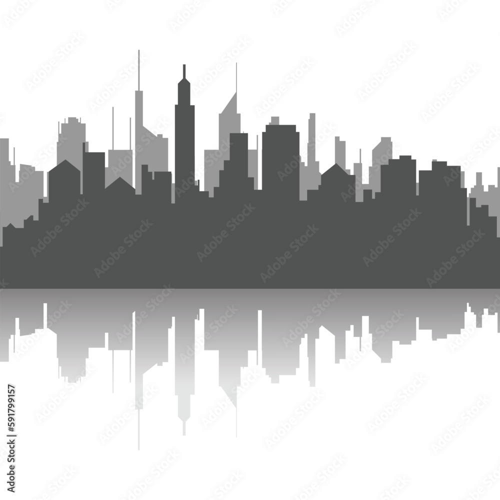Night town skyline or black city buildings isolated on white background. Urban cityscape silhouettes vector illustration