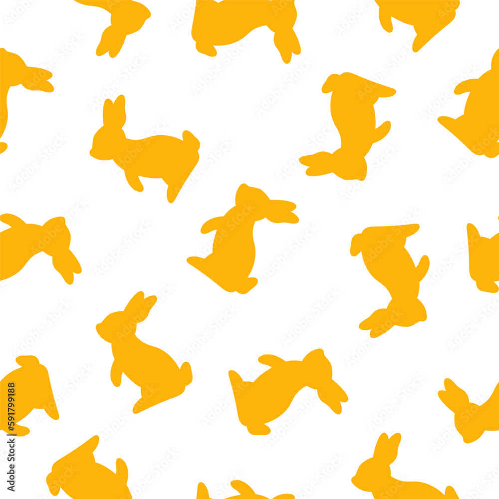 Seamless pattern with yellow rabbit shape