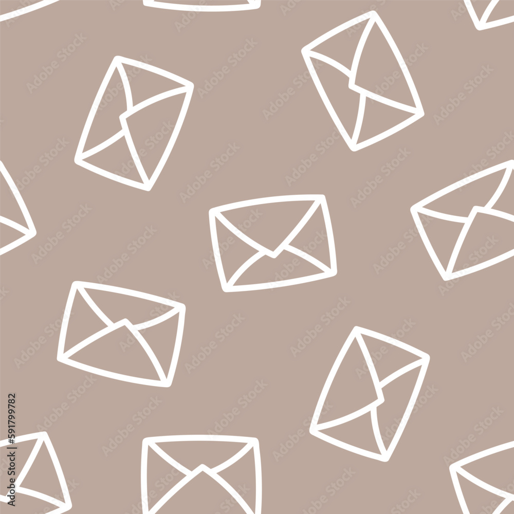 Grey seamless pattern with white outline envelope Grey seamless pattern with white outline envelope