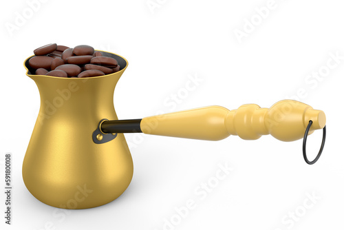Wallpaper Mural Turkish coffee cooked in sand or maker cezve with coffee bean on white Torontodigital.ca