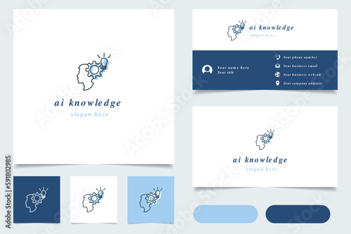 Ai knowledge logo design with editable slogan. Branding book and business card template.