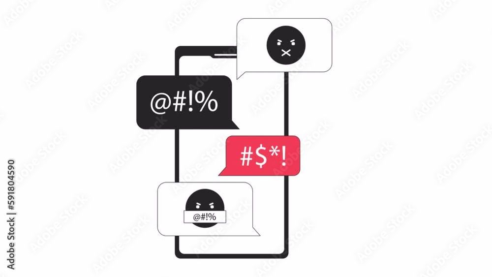 Online blackmail animation. Animated threatening messages on mobile phone 2D cartoon flat colour line object. Harass 4K video concept footage on white with alpha channel transparency for web design Online blackmail animation. Animated threatening messages on mobile phone 2D cartoon flat colour line object. Harass 4K video concept footage on white with alpha channel transparency for web design