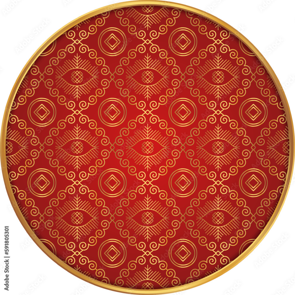 Chinese round decoration. Chinese pattern circle. Luxury line ornament.