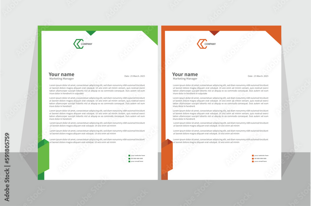 Obraz premium Minimalist concept business style letterhead template design. Professional & modern letterhead template design with geometric shapes. Vector graphic