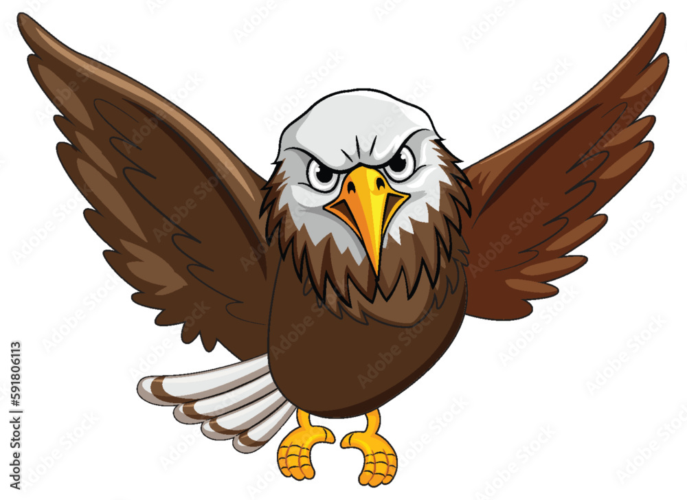 Obraz premium Hawk Flying Cartoon Character