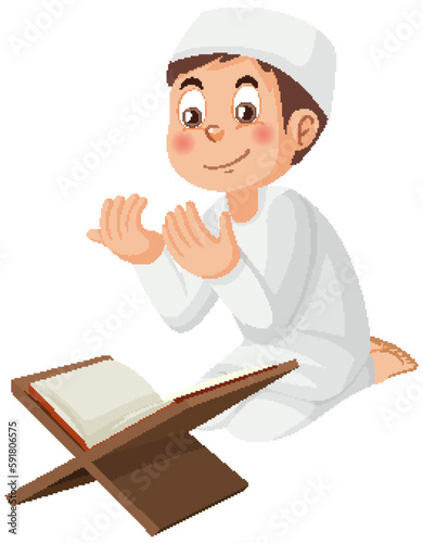 Muslim Man Praying Cartoon Character
