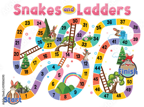 Snakes and ladders board game template