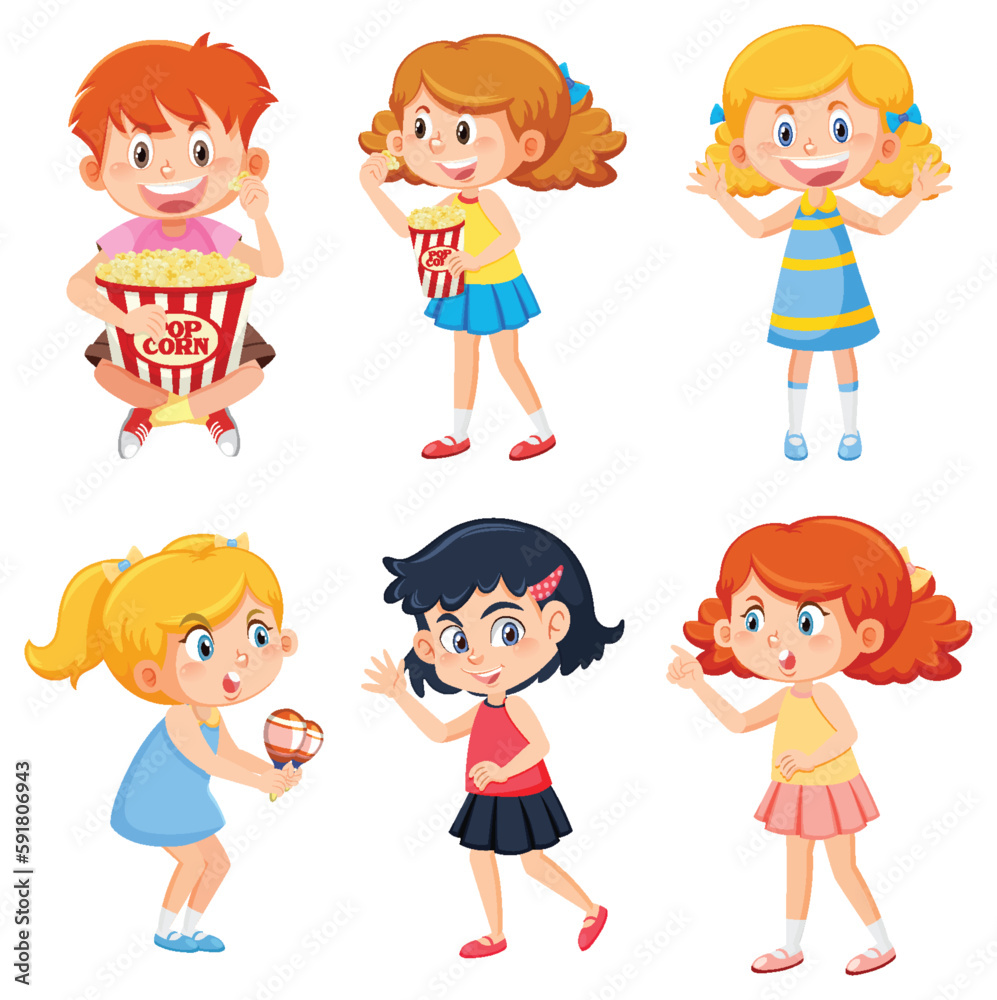 Set of cute children cartoon character Set of cute children cartoon character