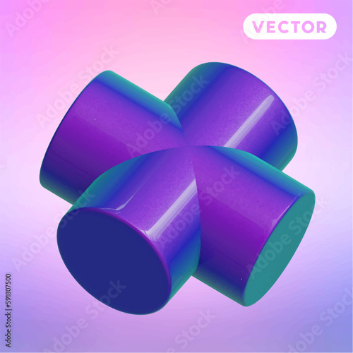 cross 3D vector icon set, on a pastel background