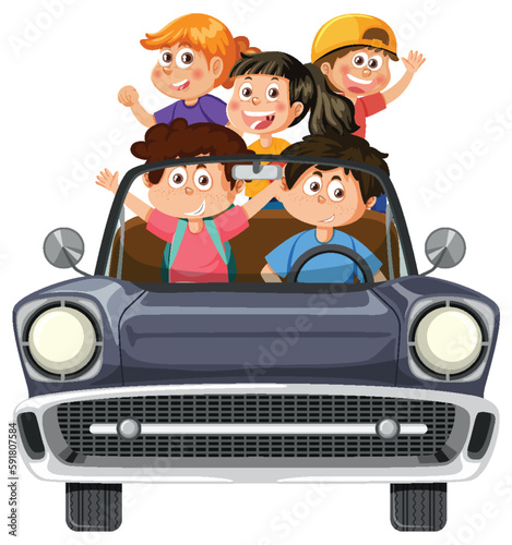 Group of family and friends travelling