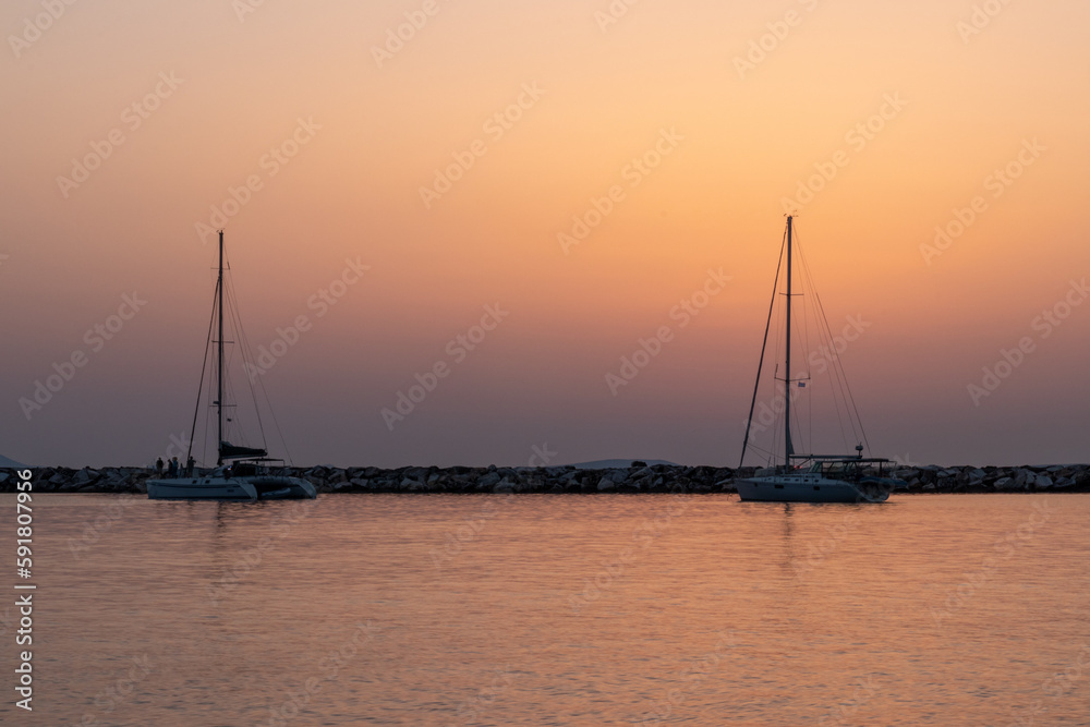 Beautiful sunset in Naxos, Greece