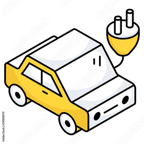 An icon design of electric car 