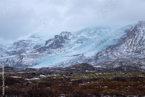 Glacier, mountains and landscape in Iceland