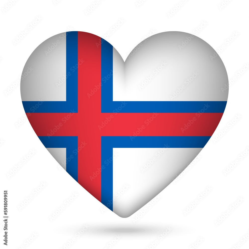 Obraz premium Faroe Islands flag in heart shape. Vector illustration.