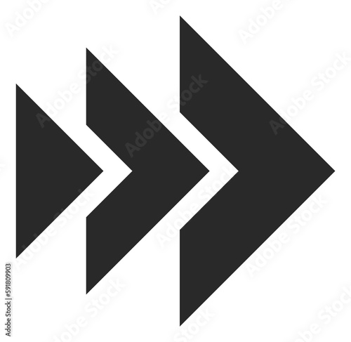 Decorative triple arrow. Black bold triangular form