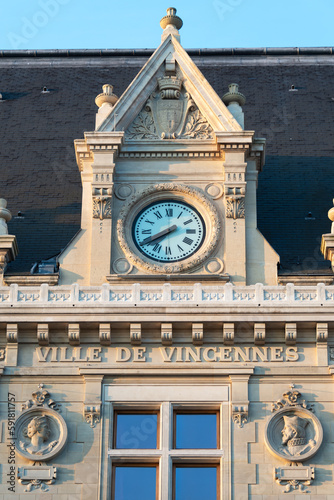 Détail de l'hôtel de ville de Vincennes, France. Vincennes est une commune située dans le département du Val-de-Marne en région Île-de-France, à l'est de Paris