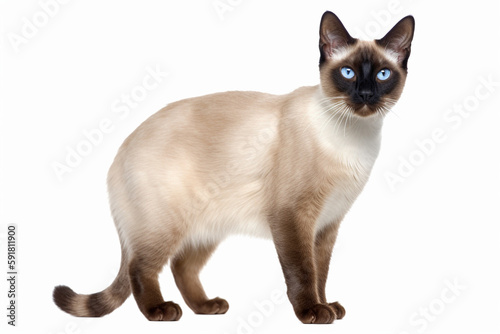Fototapeta Close-up of a Siamese cat on a white background