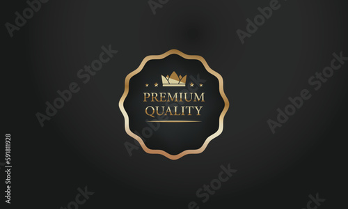 gold premium quality seal or label flat vector icon 