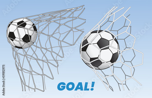 illustration of soccer ball hitting on net
