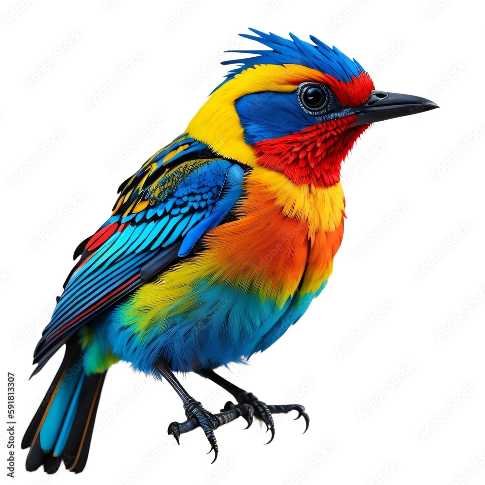 Fototapeta premium colorful bird, transparent, no background. PNG, Generative AI