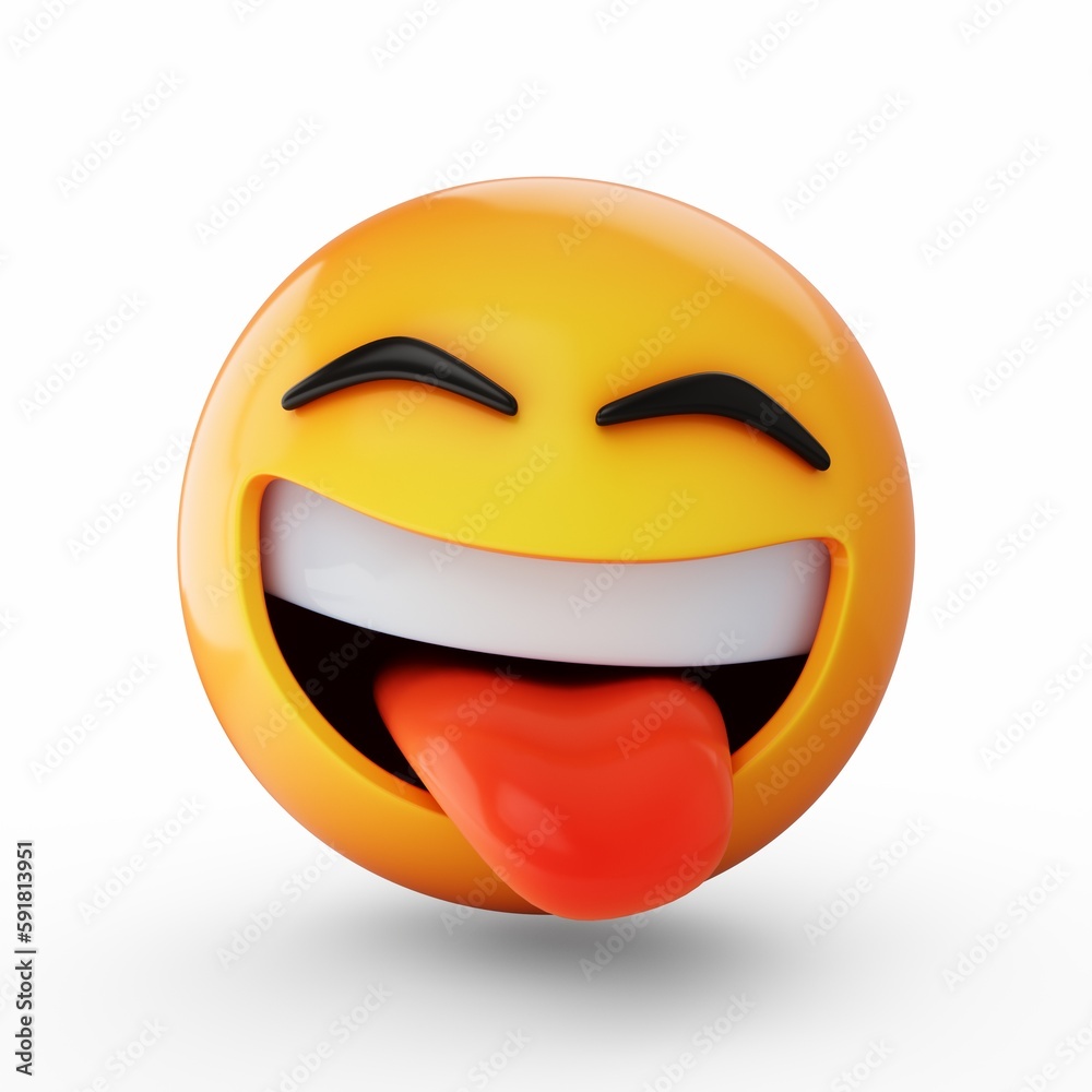 Fototapeta premium 3D Rendering happy emoji isolated on white background