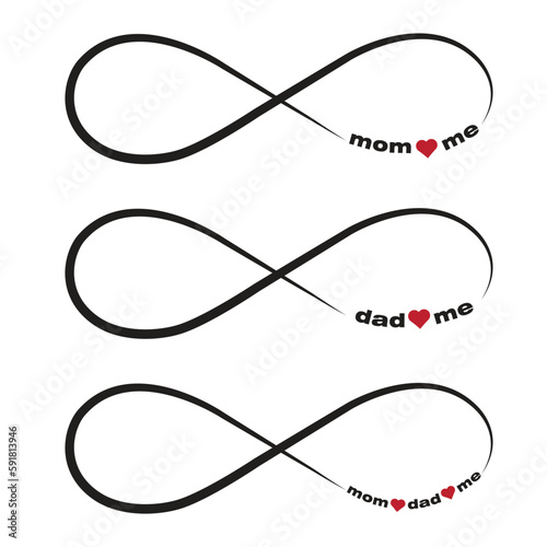 family love with infinity sign, vector, design for print, logo