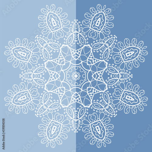 Wallpaper Mural Mandala isolated design element, geometric line pattern. Stylized floral round ornament. Doodle art for textile fabric or paper print. Lace background. Hand drawn vector illustration Torontodigital.ca