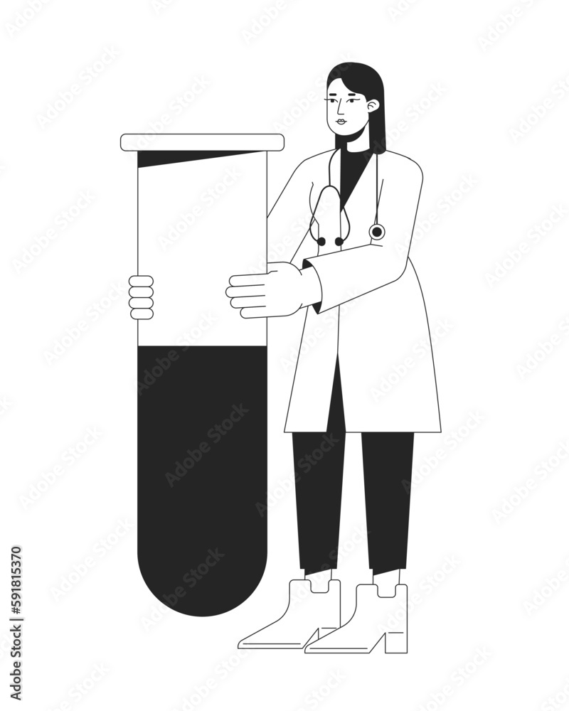 test-in-medical-laboratory-bw-concept-vector-spot-illustration-doctor