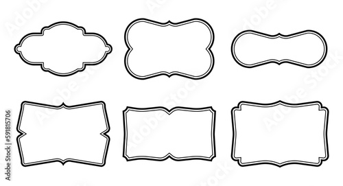 decorative black and white frames banner label collection vector on white background transform Your designs with frame 