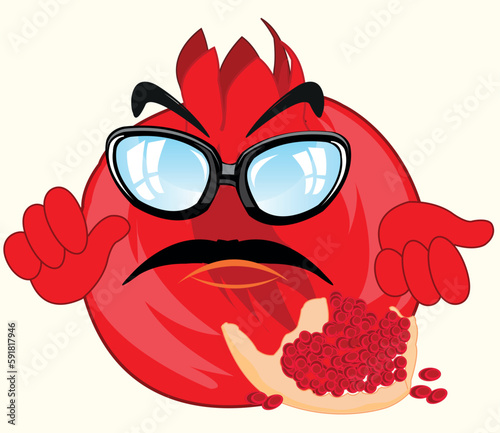 Fruit garnet cartoon on white background is insulated