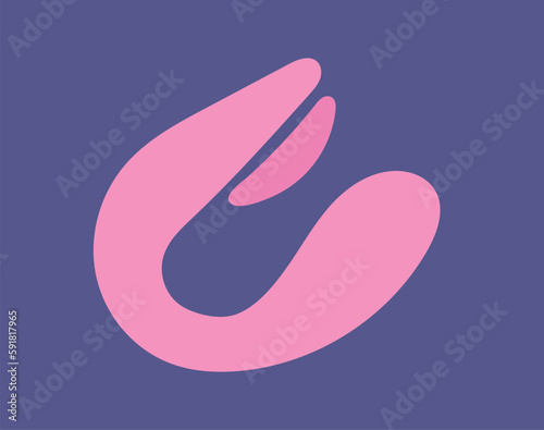 Concept Sex toys bdsm supplements. This flat conceptual illustration features a vector pink sex toy vibrator, on a clean purple background. Vector illustration.