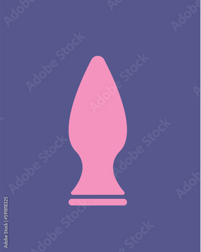 Concept Sex toys bdsm supplements. This flat concept illustration features a vector pink vibrator on a clean purple background. Vector illustration.
